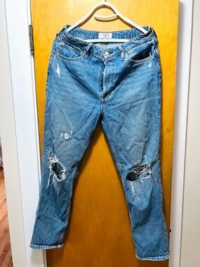 Free People Distressed Light Blue Boyfriend Jeans